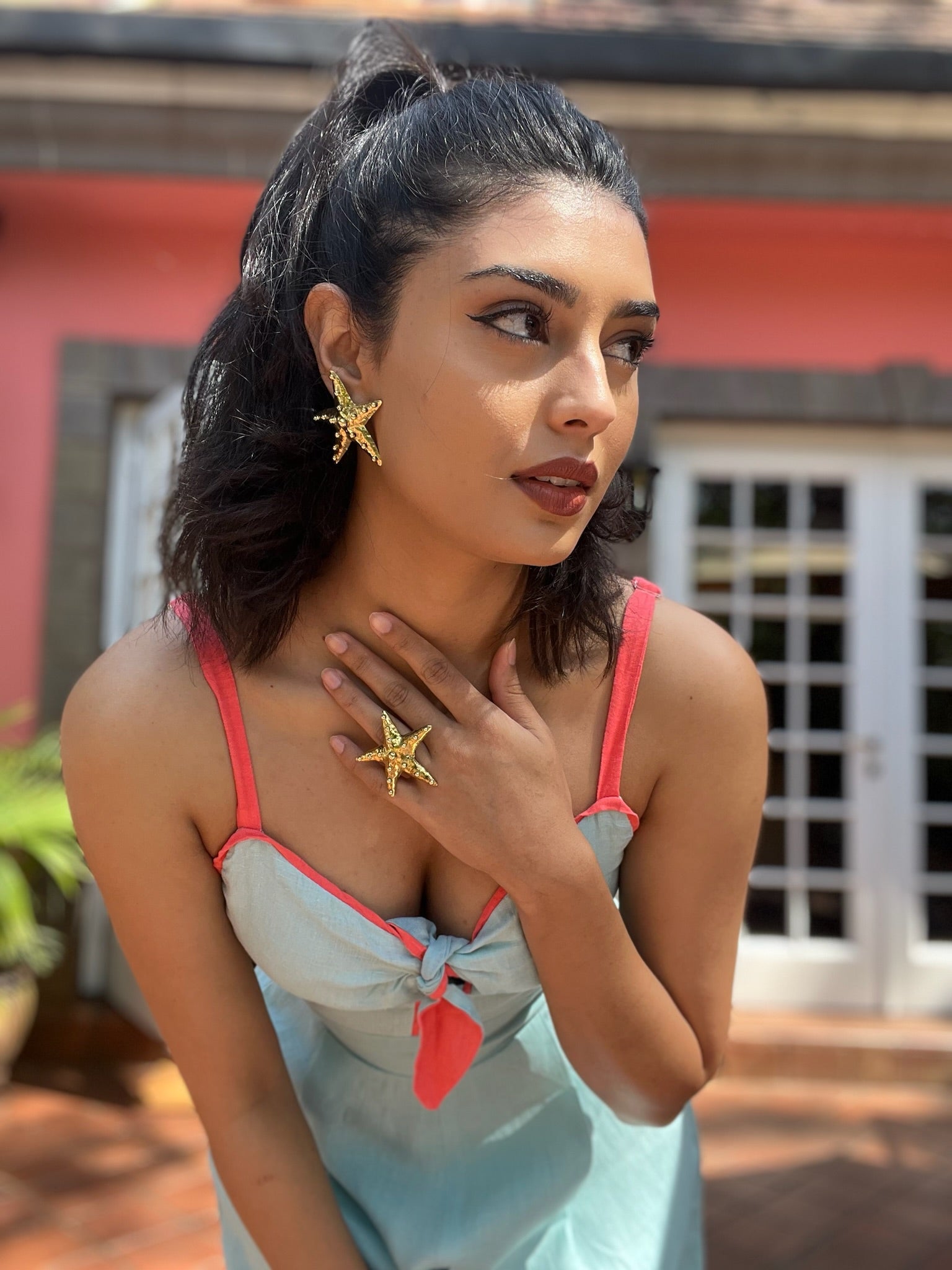 Seastar brass earrings